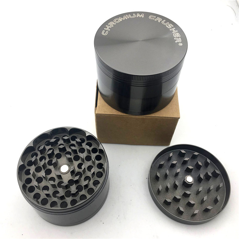 CHROMIUM CRUSHER Herb Grinders Diameter 63mm 4 Layers Spice Crusher Pepper tobacco Grinder Zinc Alloy Tobacco Grinder