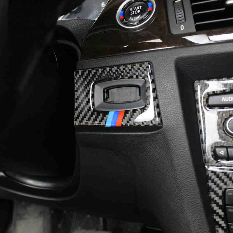 Car styling for BMW e90 e92 e93 Carbon Fiber Key Hole Protection Circle Ignition Switch Decoration Circle 2005-2012 3 Series Auto Accessory