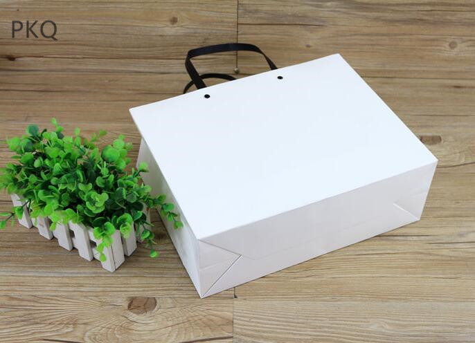 20pcs 25*9*17cm Thick White/Black/Kraft Paper Bag Large Cardboard Paper Shopping Bags with String Custom Printed(300pcs)