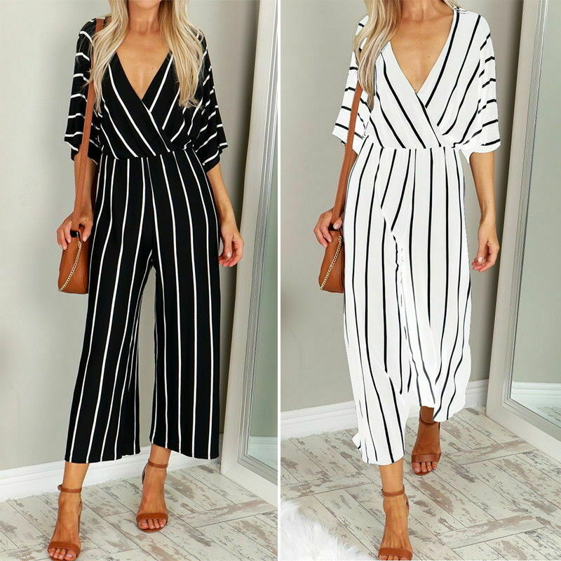 2020 New Summer Women Sexy V-neck Striped Jumpsuits Rompers Fashion Ladies Loose Playsuits Wide Leg Rompers Pants Clothes, Black
2020 New Summer Women Sexy V-neck Striped Jumpsuits Rompers Fashion Ladies Loose Playsuits Wide Leg Rompers Pants Clothes, Black