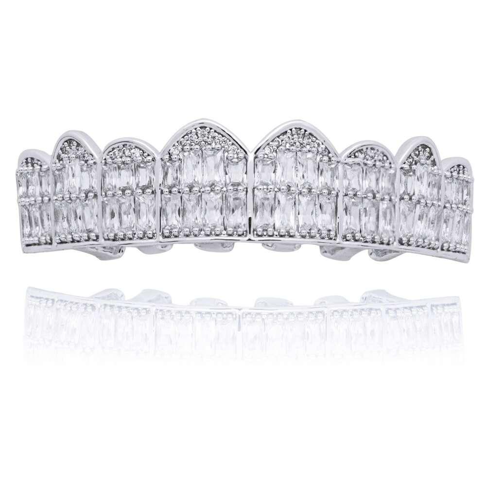 Hip hop grillz for men women diamonds dental grills 18k gold plated fashion cool rappers gold silver crystal teeth jewelry