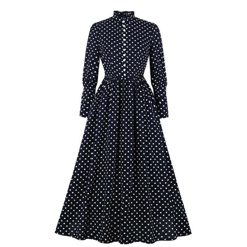 Black Retro Polka Dots Dresses Stand Collar A Line Ankle-Length Dresses Date Night Long Sleeve French Chic Dot
Black Retro Polka Dots Dresses Stand Collar A Line Ankle-Length Dresses Date Night Long Sleeve French Chic Dot