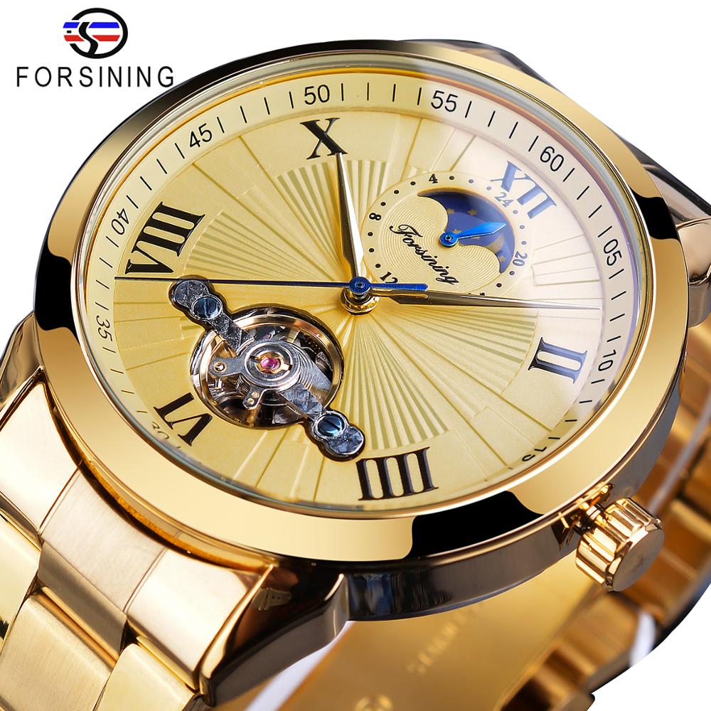 Forsining Golden Men Mechanical Wristwatch 3D Dial Automatic Tourbillon Moonphase Full Steel Big Watches Clock Relogio Masculino, Slivery;brown
Forsining Golden Men Mechanical Wristwatch 3D Dial Automatic Tourbillon Moonphase Full Steel Big Watches Clock Relogio Masculino, Slivery;brown