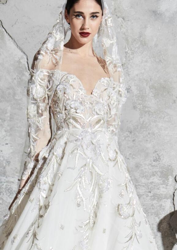 2020 Bohemian Wedding Dresses V Neck Beaded Appliqued Sequins Long Sleeves Bridal Gown Ruffle Sweep Train Custom Made Lace Robes De Mariée