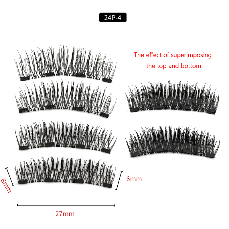 4 Magnetic Eyelashes Extension Natural False Eyelash 4 magnets Reusable 3D Magnetic Handmade Fake Eye Lashes Makeup Tools