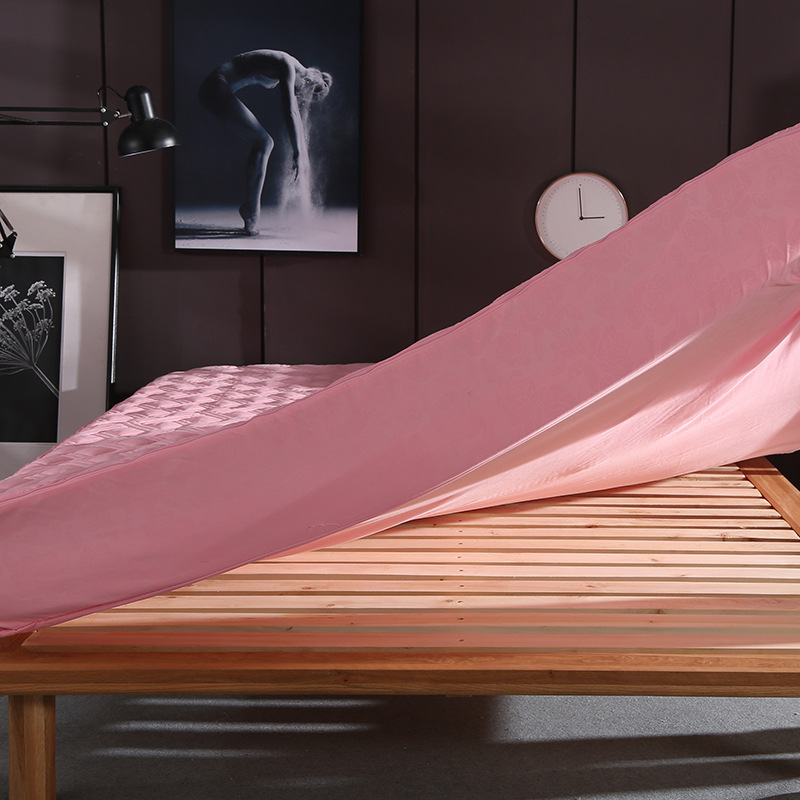 Thicken Solid Color Bed Mattress Cover Protector Pad Quilted Fitted Sheet Bed 6 Sides All Sealed With Zipper Home Hotel Textile