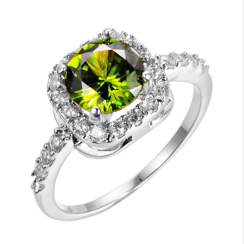 Size 5-10 Fashion Jewelry 925 Sterling Silver Round Cut Multi Gemstones Topaz CZ Diamond Party Women Wedding Engagement Band Ring Gift