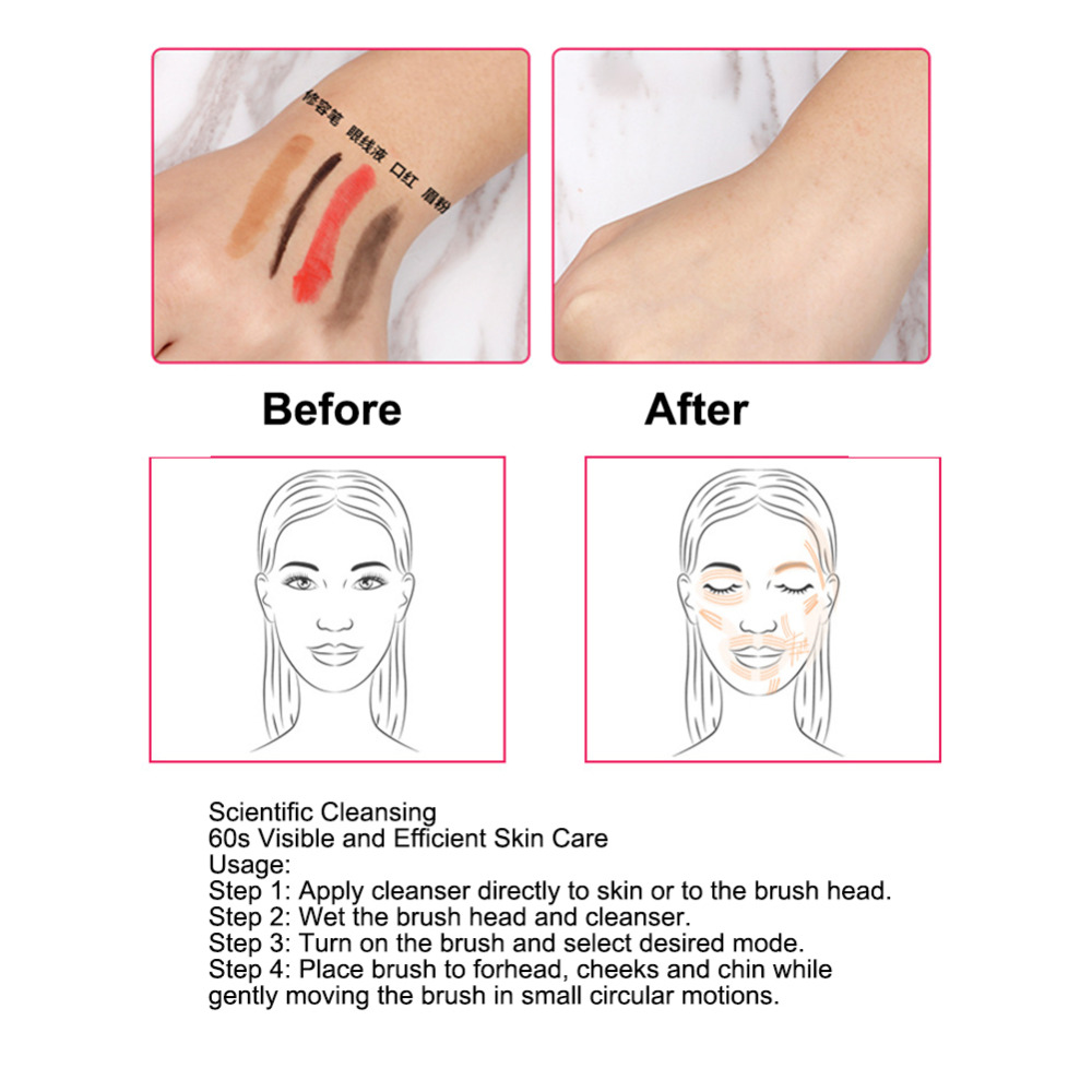 Skin Cleaning Silicone Facial Cleansing Brush With Gentle Exfoliation Electric Pad Waterproof Rotating Cleanse