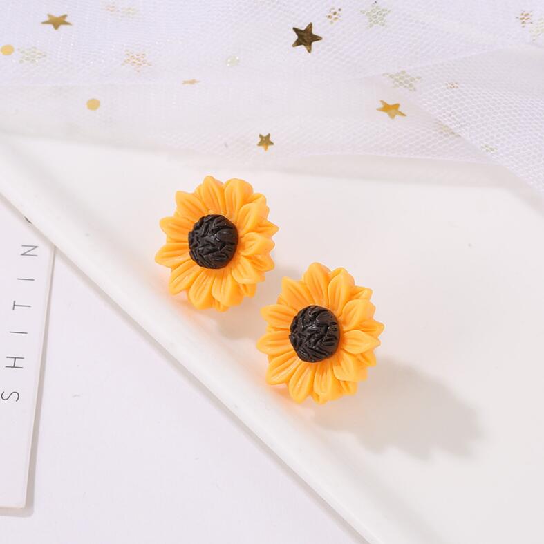 Wholesale-2019 New Fashion Sun flower Earrings & Necklace Jewelry Sets Feminine Fashion Sunflower Stud Necklace Wholesale Jewelry