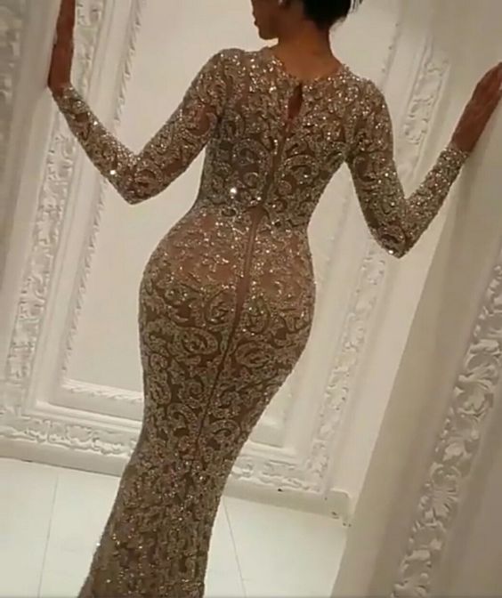 Yousef Aljasmi Prom Dresses Jewel Neck Long Sleeve Beading Mermaid Evening Gowns Dubai Arabic Luxury Party Runway Dress Plus Size