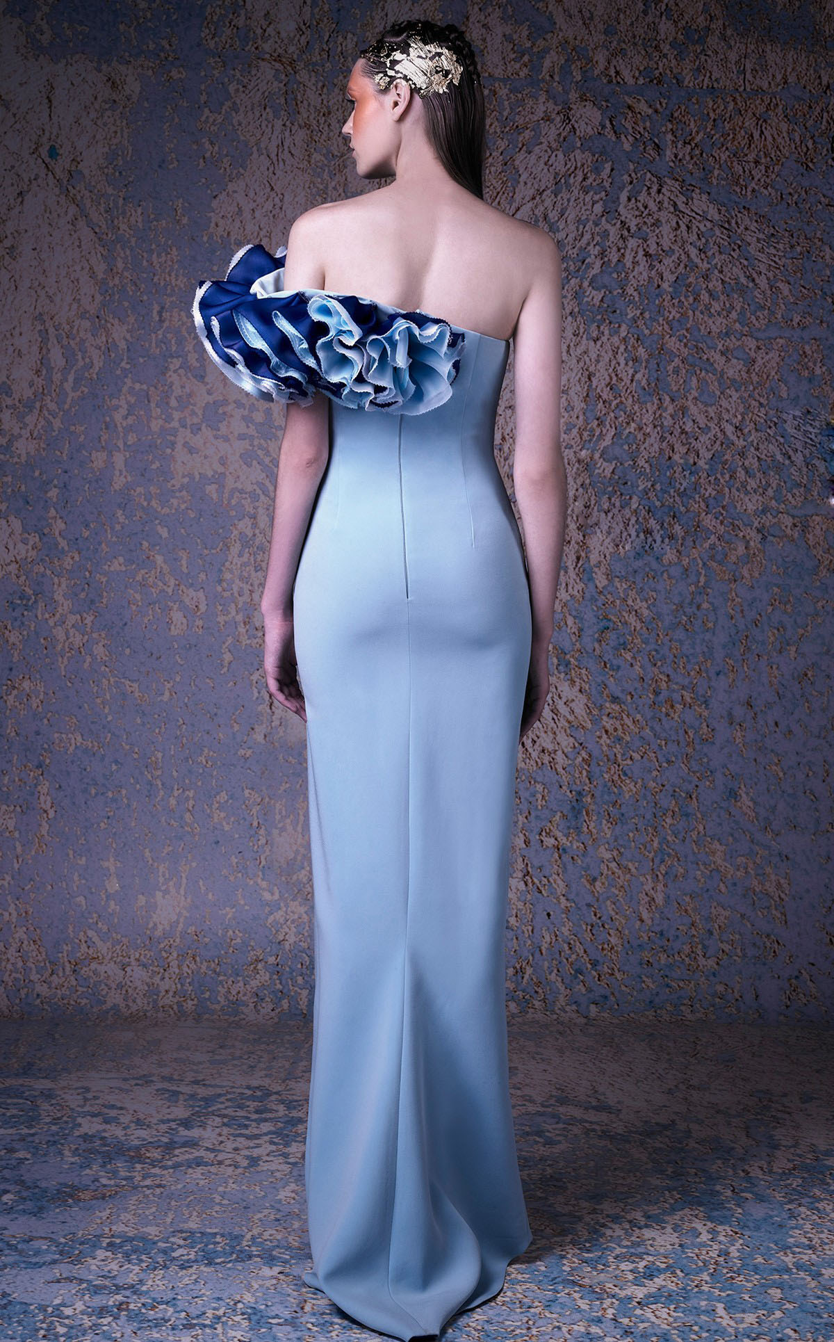 Designer Side Split Mermaid Evening Dresses One Shoulder Ruffles Floor Length Satin Prom Gowns Arabic Formal Party Dress