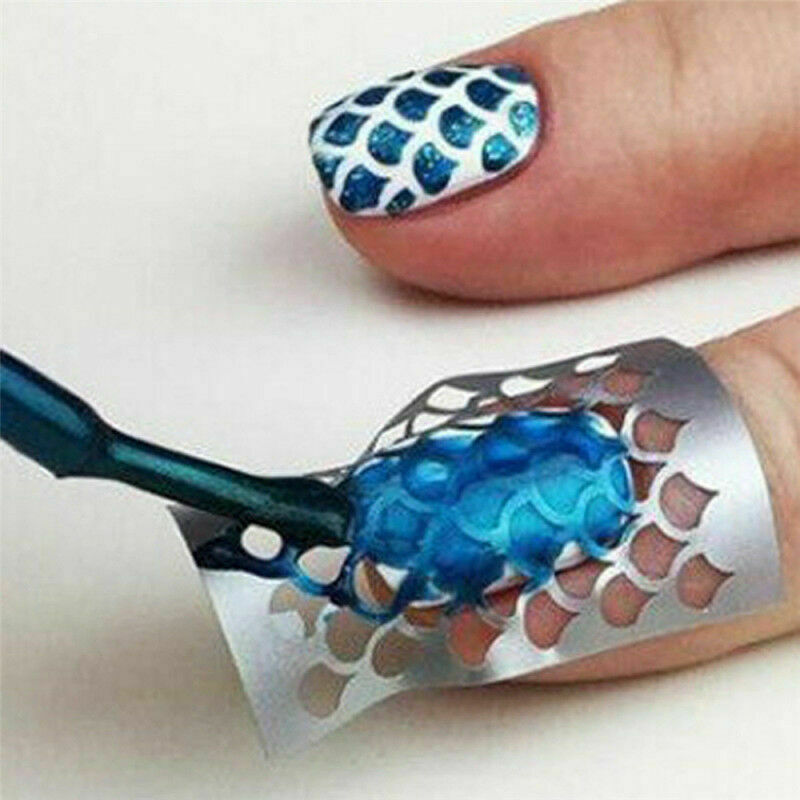 24pcs Stickers Bed Sheet 3D Vinyl Hollow Nail Tip Template Guide Decal Nail Sticker A987