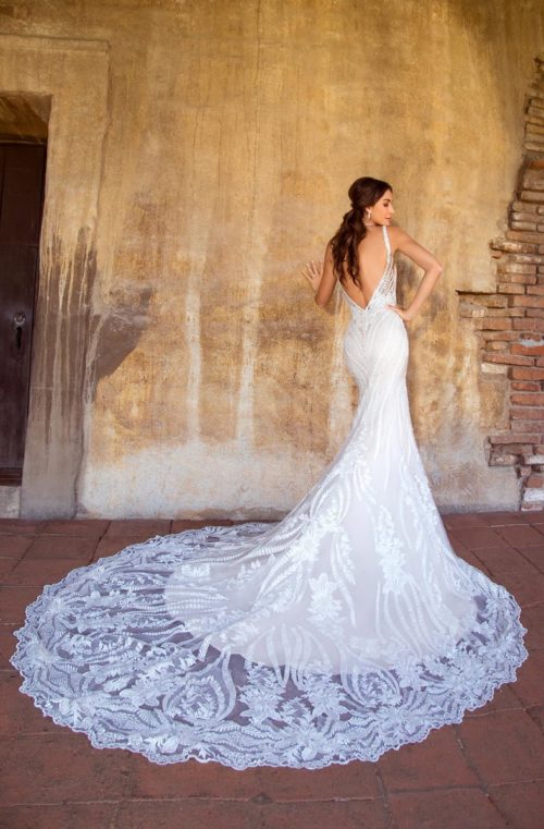 Kitty Chen Lace Mermaid Dresses V Neck Sexy Backless Sweep Train Country Wedding Dress Custom Made Plus Size Boho Bridal Gowns