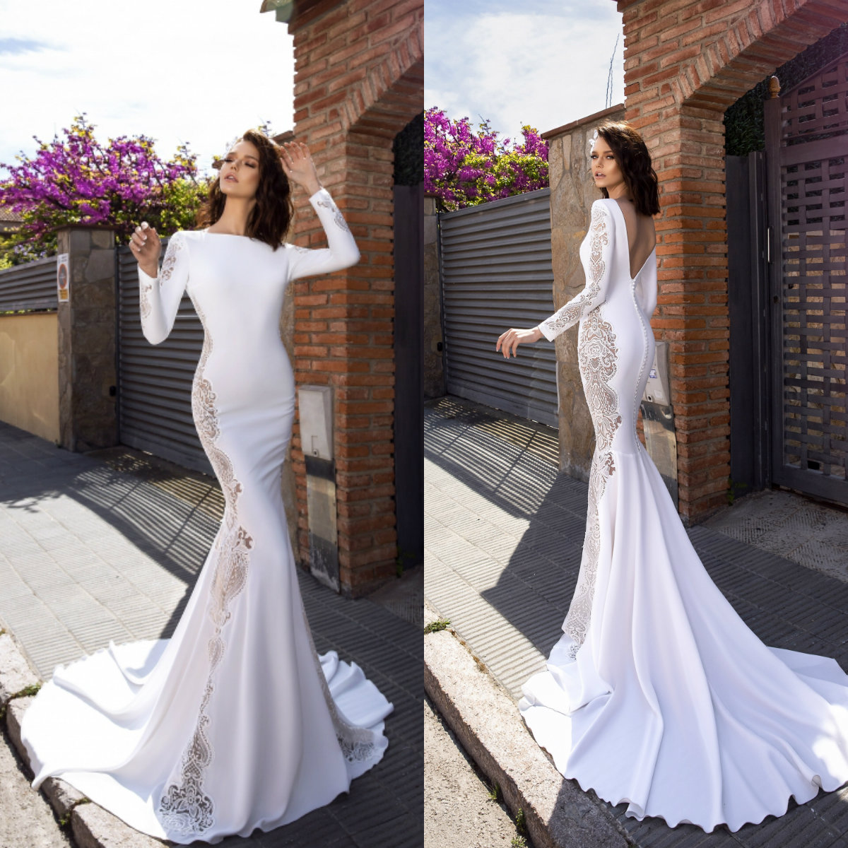 2020 Modest Mermaid Wedding Dresses Illusion Lace Appliqued Sweep Train Boho Wedding Dress Bridal Gowns Plus Size Long Sleeve abiti da sposa, Hunter green
2020 Modest Mermaid Wedding Dresses Illusion Lace Appliqued Sweep Train Boho Wedding Dress Bridal Gowns Plus Size Long Sleeve abiti da sposa, Hunter green