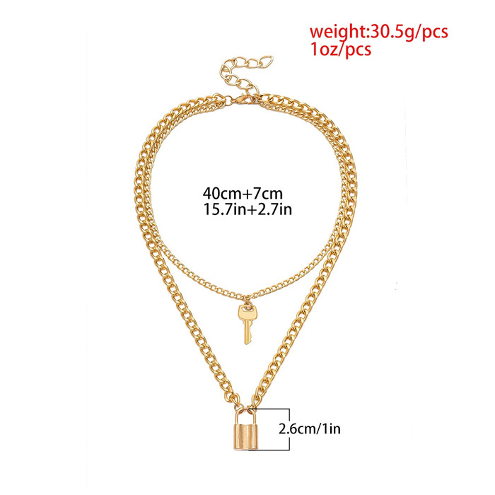 Fashion-key lock pendant necklace Hip Pop Individuality Pendants for Women Birthday New Year Gift Drop Shipping