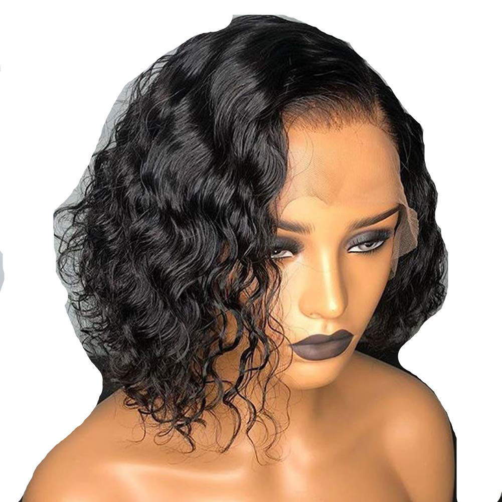 Water Wave Short hd transparent Bob Wigs 13x4 Lace Front Human Hair Wigs For Women 150% Brazilian Glueless 360 Lace Frontal Wig Full Black diva1