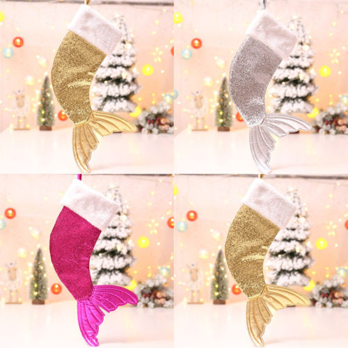 18'' Kids Sequin Mermaid Christmas Stocking for Xmas Presents, Red