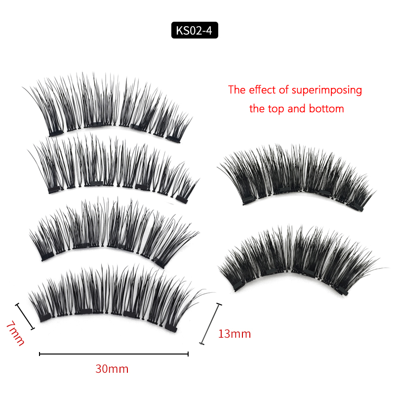 4 Magnetic Eyelashes Extension Natural False Eyelash 4 magnets Reusable 3D Magnetic Handmade Fake Eye Lashes Makeup Tools