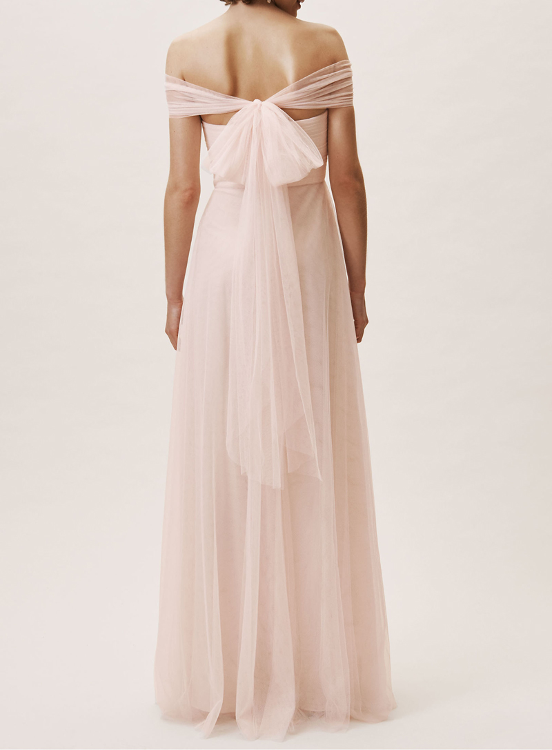 Blush Bridesmaid Dresses Long Soft Tulle ( the strap can be change into different style)