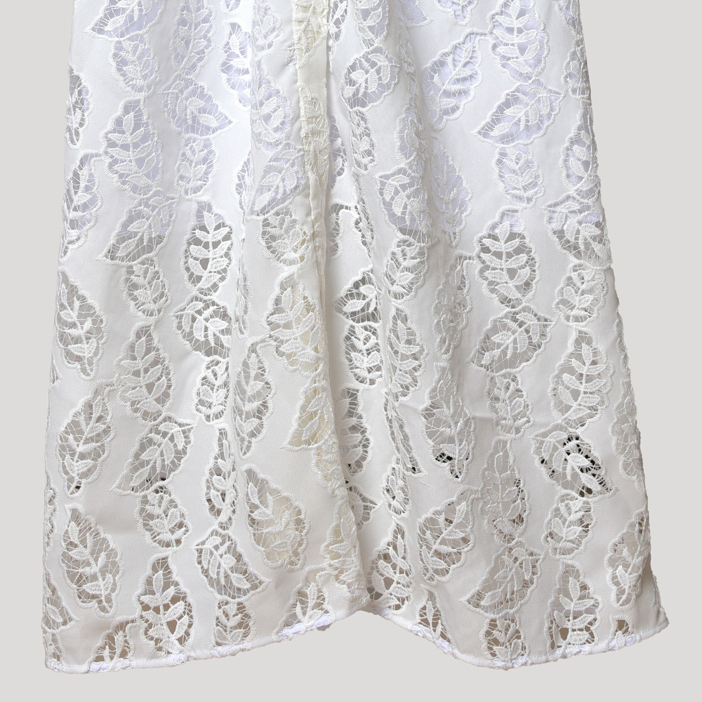 2020 Spring Summer 4/5 Sleeve Lapel Neck White Floral Print Embroidery Buttons Mid-Calf Dress Women Fashion Dresses W1815068