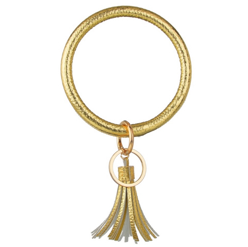 Bangle Keychain Bracelet Leather Tassel Bracelet Large Circle Key Ring Holder Wristlet Keyring Women Girls Fashion Jewelry 20pcs DW4555
