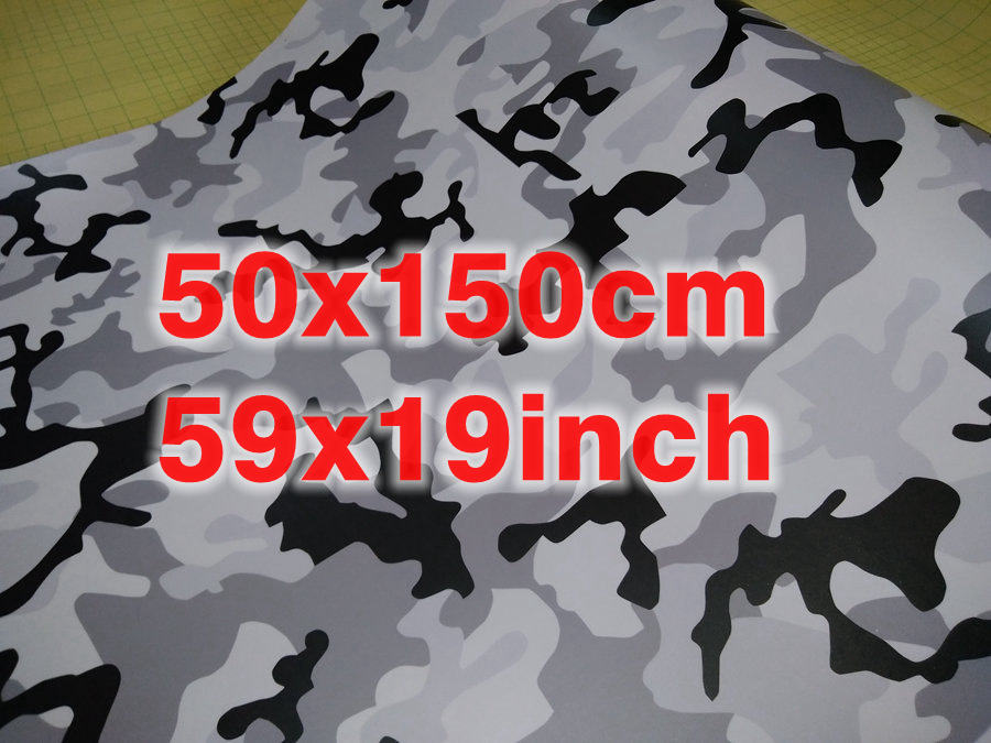 150x50cm (39x19") Ubran Winter Snow Camouflage Wrap Vinyl For CAR / MOTOR & Laptop phone COVERING Skin Stickers Self Adhesive Vinyls