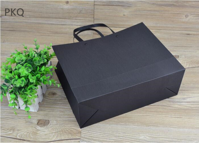 20pcs 25*9*17cm Thick White/Black/Kraft Paper Bag Large Cardboard Paper Shopping Bags with String Custom Printed(300pcs)