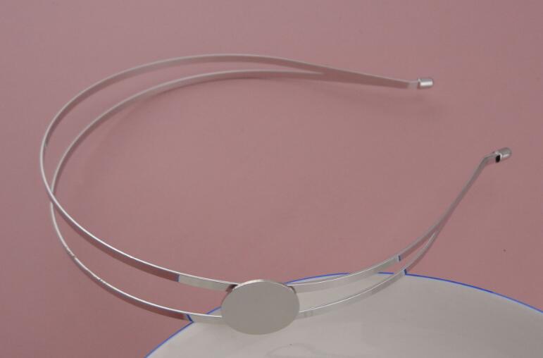 5PCS Silver Finish plain double 3mm flat Metal Wire Hair Headbands with 20mm pad at nickle free and lead free,BARGAIN for BULK