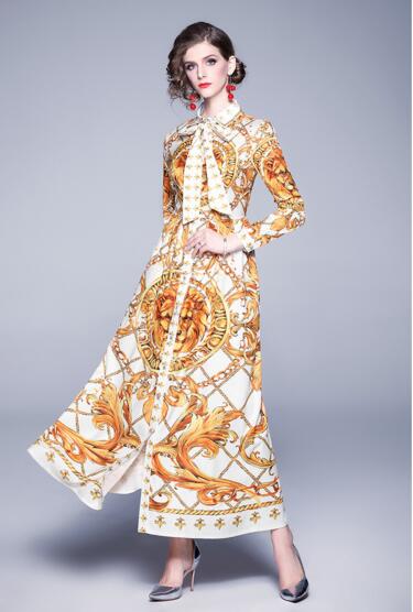 European and American Women's New Palace Retro Positioning Print Lapel Long Sleeve Lace Dress, As the picture
European and American Women's New Palace Retro Positioning Print Lapel Long Sleeve Lace Dress, As the picture
