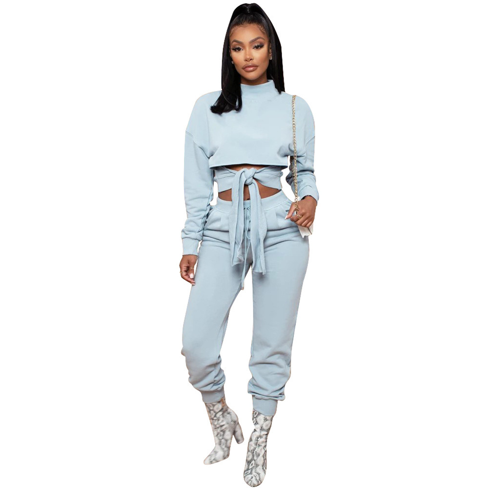 ZOOEFFBB Sexy Two Piece Set Women Spring Fall Clother Bandage Crop Top and Pant Sweat Suits 2 Piece Club Outfits Matching Sets