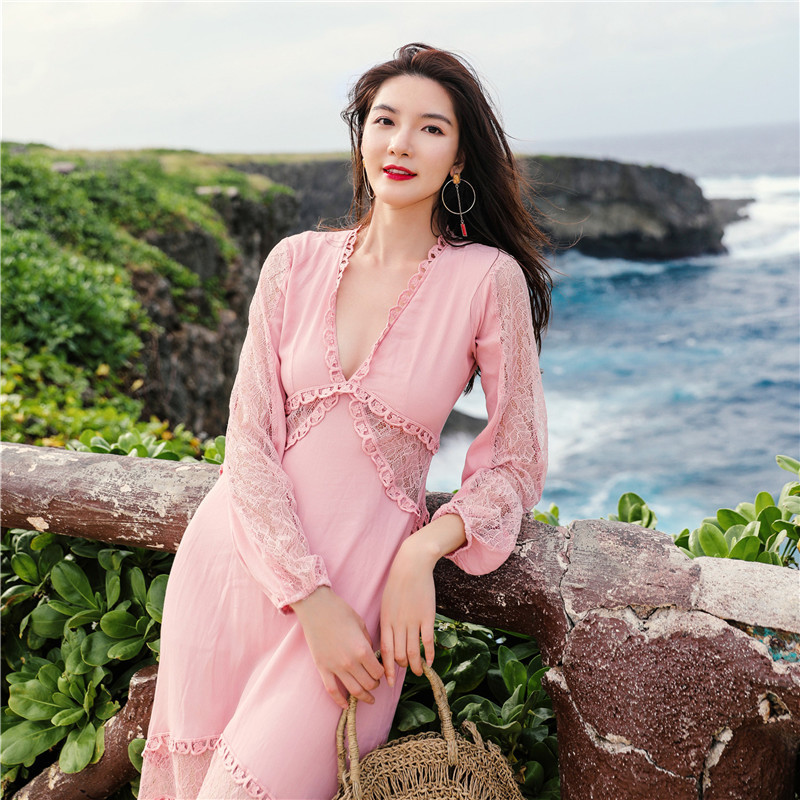 Luxury Summer Women Dresses Beach Seaside Holiday Lace Patchwork Hollow Out Irregular Pink Dress High Quality Ladies Dress Girls, Xaq608
Luxury Summer Women Dresses Beach Seaside Holiday Lace Patchwork Hollow Out Irregular Pink Dress High Quality Ladies Dress Girls, Xaq608