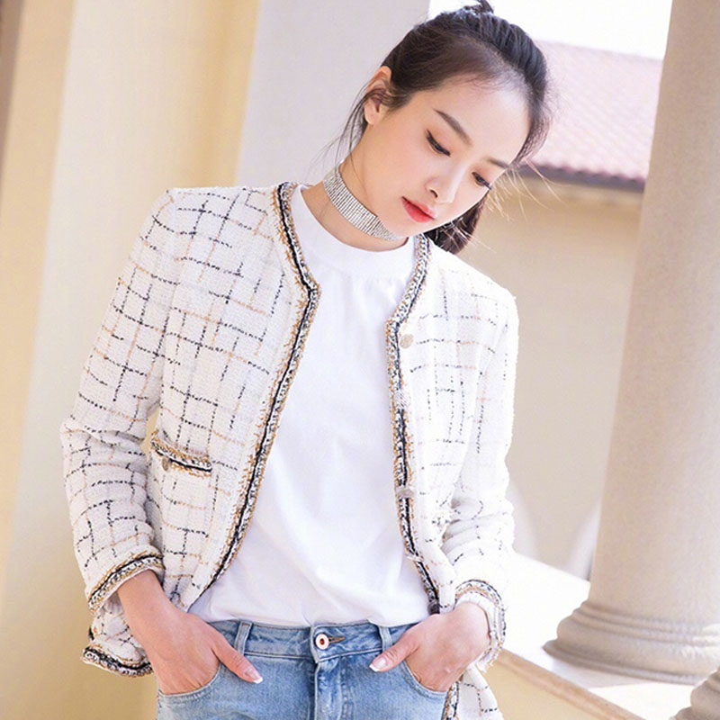 JSXDHK Runway Women Tweed Jacket Autumn Winter Plaid Black Tassel Weave Coat Vintage Single breasted Outerwear S-3XL1