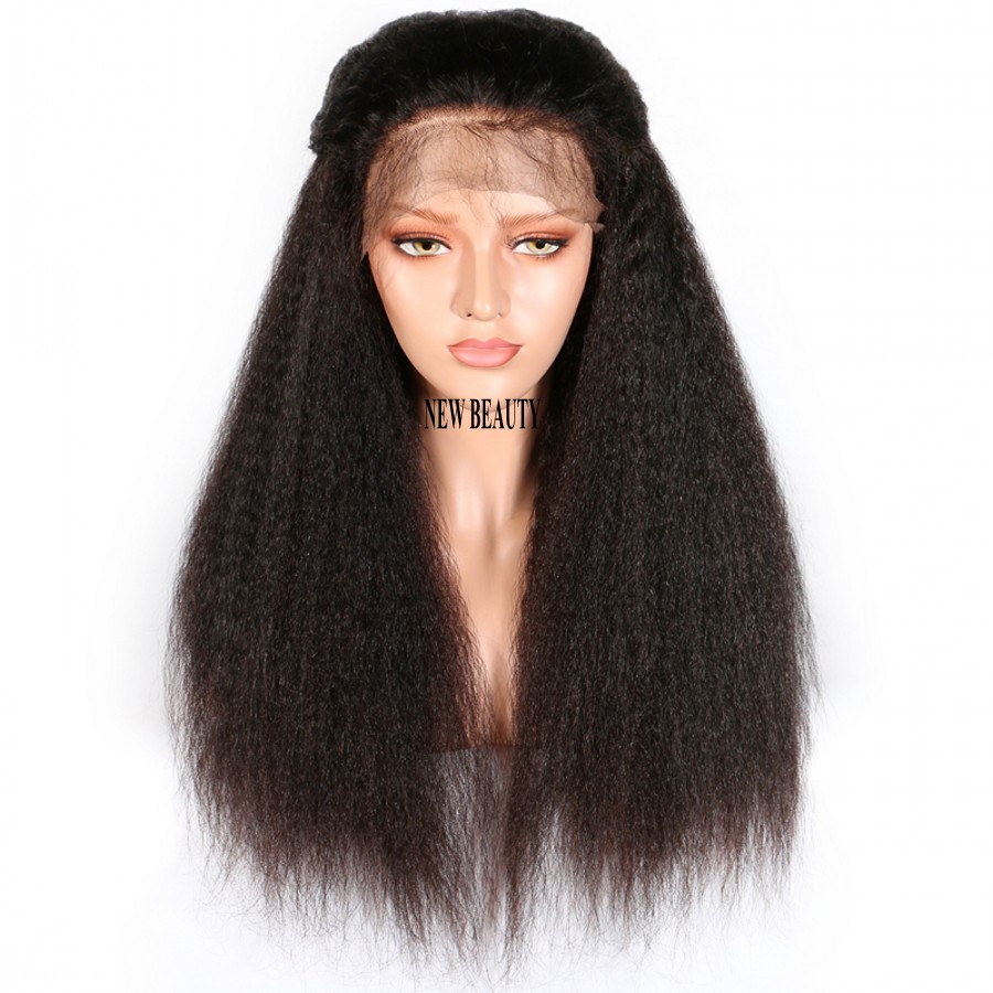 High Quality Kinky Straight Black Long Hair Synthetic Wig Heat Resistant Lace Front Wigs For Black Women