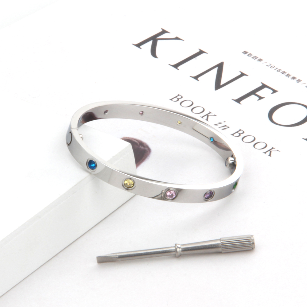 316L Titanium Steel Couple Jewelry Colorful Stone Carter Love Bangle for Women Men Screwdriver Love Screw Bracelets Femme Pulseira Femin
316L Titanium Steel Couple Jewelry Colorful Stone Carter Love Bangle for Women Men Screwdriver Love Screw Bracelets Femme Pulseira Femin