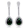 Fashion-Long Teardrop earring setting Big Big Green Clear and Black water drop stones High Quality Large earrings for party