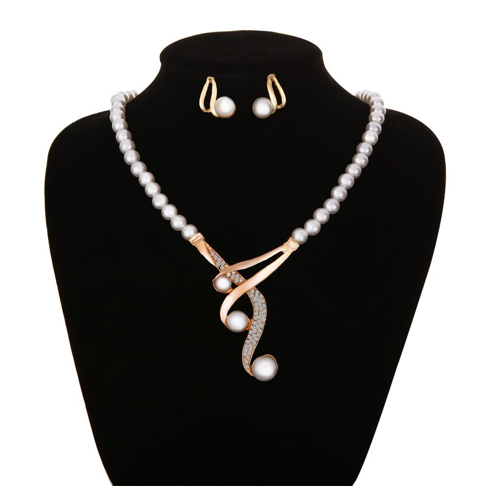 Hook Shape Pendant Faux Pearl Beaded Necklace Earrings Bridal Party Jewelry Set New Chic, As pic
Hook Shape Pendant Faux Pearl Beaded Necklace Earrings Bridal Party Jewelry Set New Chic, As pic