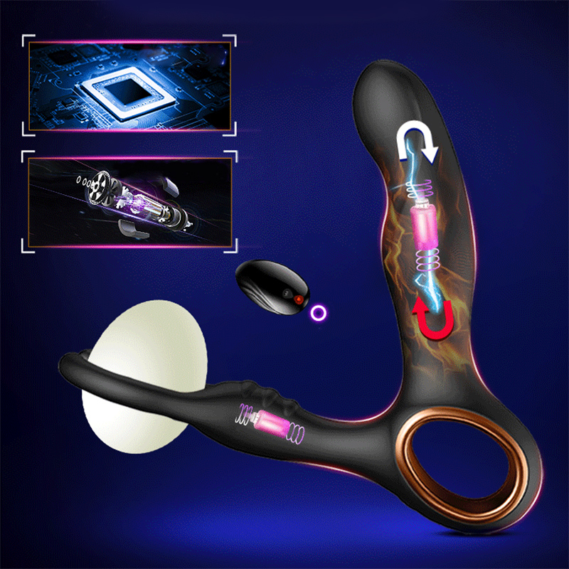 Male Prostate Massage Dildo Vibrator with Ring On Penis Remote Control G-spot Butt Anal Vibrator Sex Toys Masturbator for Men Y191218