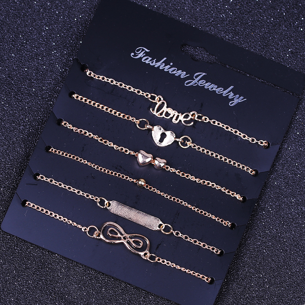 Fashion Design Men Women Handmade Beaded Strands Bracelets Set Gold Heart Love Charm Bracelet 6 PCS/Set
Fashion Design Men Women Handmade Beaded Strands Bracelets Set Gold Heart Love Charm Bracelet 6 PCS/Set