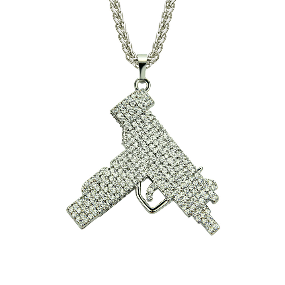 Men's Pistol Zircon Pendant Necklace Silver Stainless Steel Bling Bling Hip Hop Necklaces Jewelry Accessories 76cm
Men's Pistol Zircon Pendant Necklace Silver Stainless Steel Bling Bling Hip Hop Necklaces Jewelry Accessories 76cm