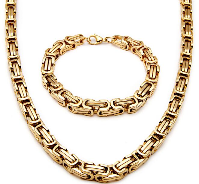 New Men 18K Gold Plated Stainless Steel Wide Byzantine Necklace Bracelet Set, Silver
New Men 18K Gold Plated Stainless Steel Wide Byzantine Necklace Bracelet Set, Silver