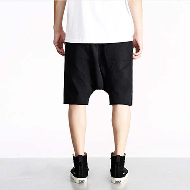 Hi-street Summer Mens Drop Crotch Shorts Baggy Loose Hip Hop Black Men Urban Clothes Joggers Harem Shorts With Zipper For Male