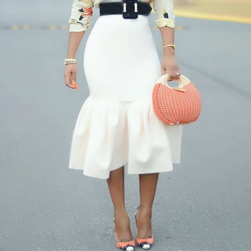 White Bodycon Mermaid Skirt High Waist Slim Ruffles Package Hip Tight Classy Women Saias Jupes Falads Elegant Office Work Wear
White Bodycon Mermaid Skirt High Waist Slim Ruffles Package Hip Tight Classy Women Saias Jupes Falads Elegant Office Work Wear
