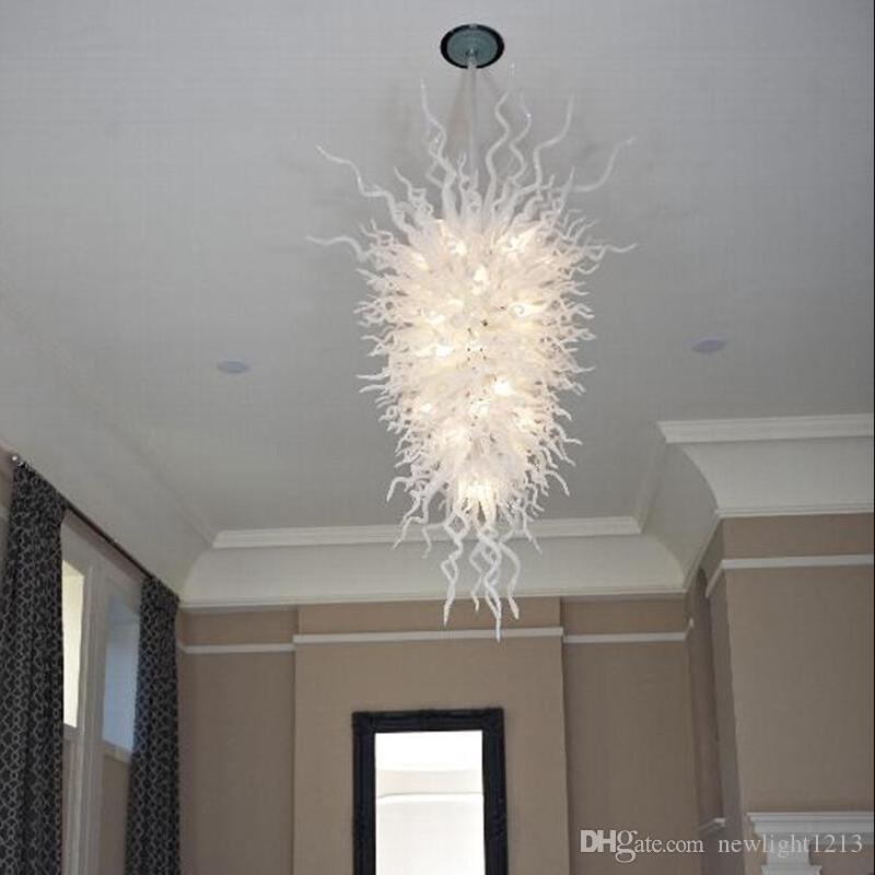 Modern White Chandelier New House Decor Style LED Light Source 100% Hand Blown glass Chandelier lighting
