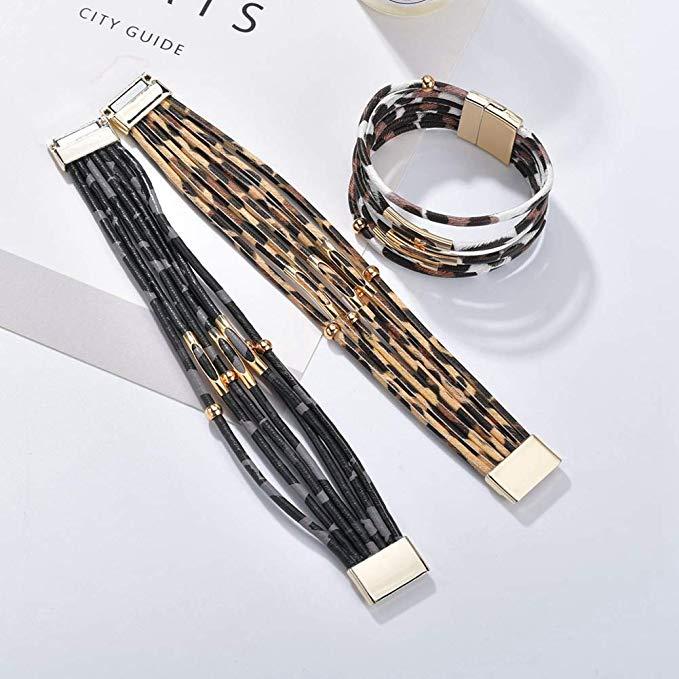 3 Colors Leopard Leather Wrap Wild Bracelets for Women Handmade Multilayer Metal Pipe Charm Bangle with Magnetic Clasp Jewelry Gift
3 Colors Leopard Leather Wrap Wild Bracelets for Women Handmade Multilayer Metal Pipe Charm Bangle with Magnetic Clasp Jewelry Gift
