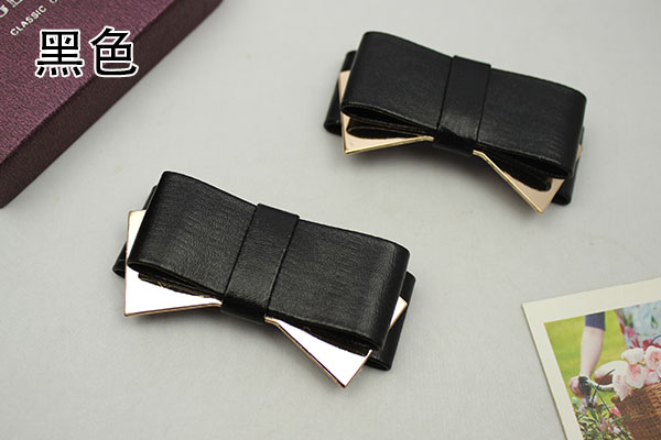 1 Pair Fashion Shoe Accessory Black Bow Leather Shoe Clips Charm Decoration For High Heels Loafer 14 Colors