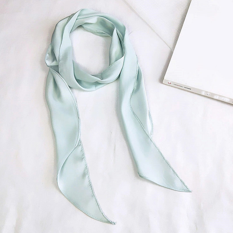 Women Ladies Fashion Square Scarf Head Neck Silk Feel Elegant Small Skinny Satin Hair Tie Band pashmina solid color bandana D19011106
