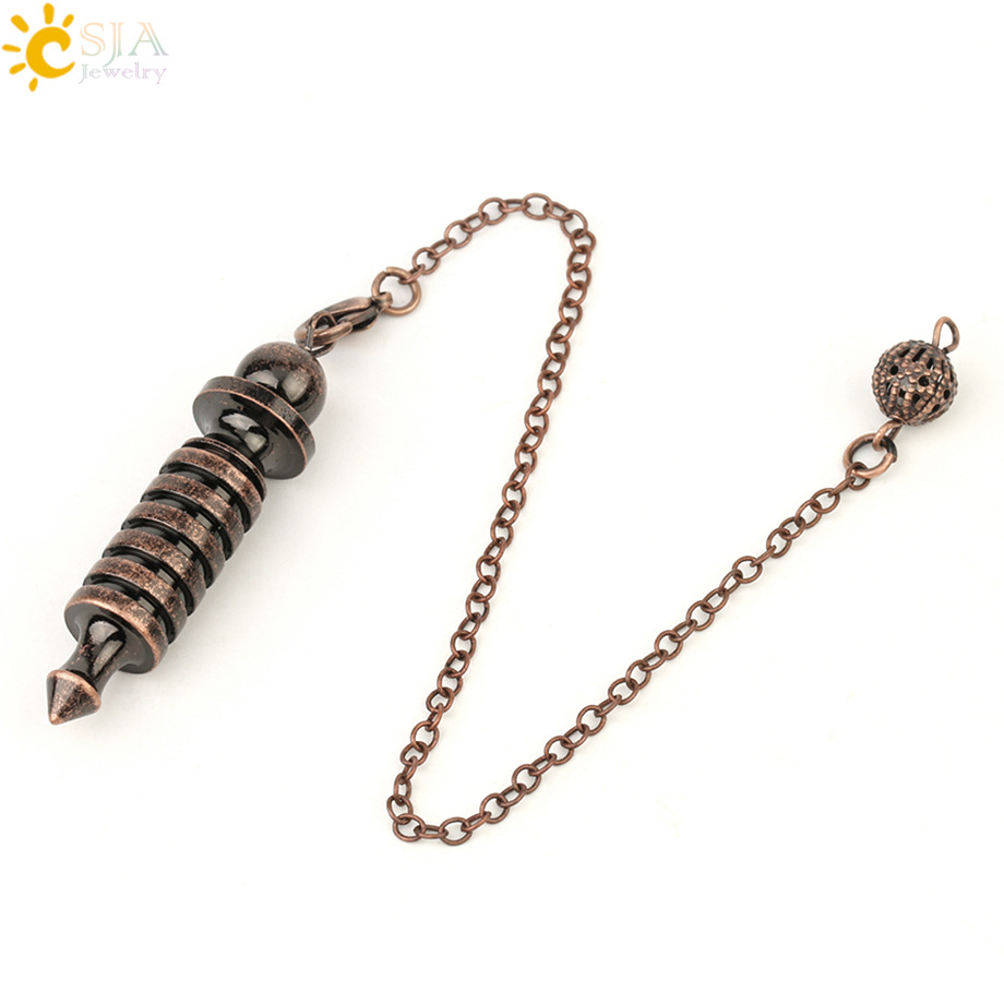 Reiki Pendulum Metal Copper Dowsing Healing Pyramid Pendant Charms Chakra Pendulo Chrome Gold Amulet Pendulos Point Ball Chains