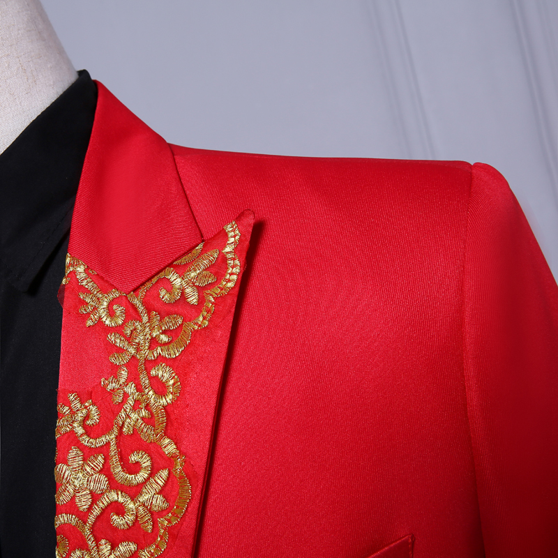 Red White New Style Tuxedos With Tails For Groom Gold Appliques Prom Party Tailcoat para hombre Slim Fit Mens Wedding Tuxedos Custom Made