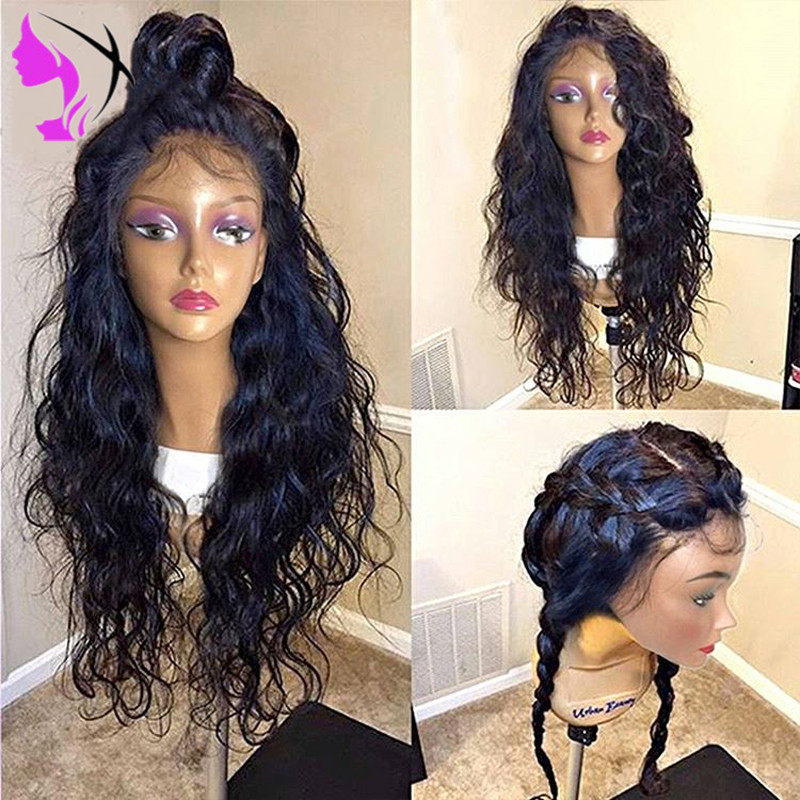 Fashion Long Body Wave Black Wig Synthetic Lace Frontal Wigs with Baby Hair Heat Resistant Hair for Black women
