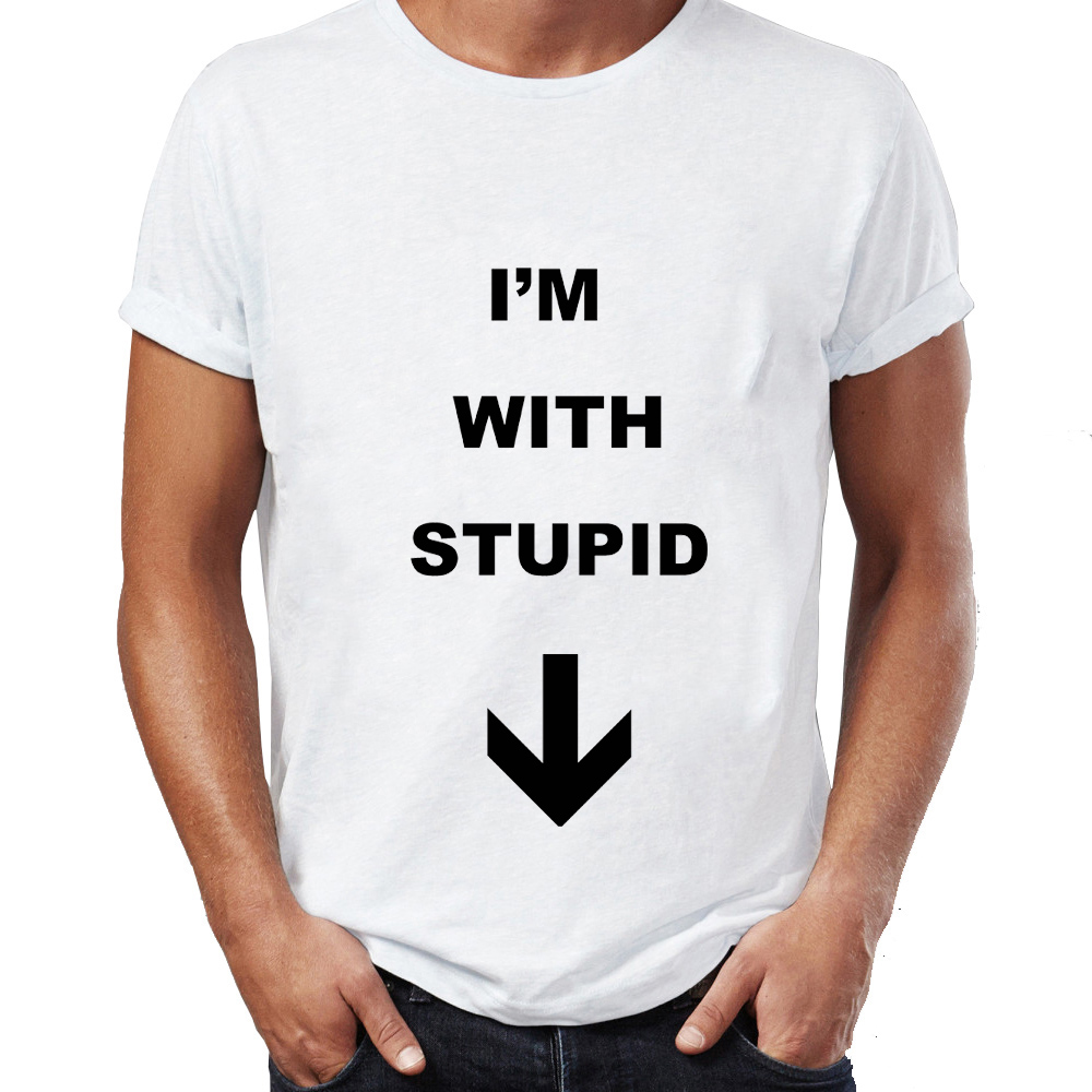 T-Shirts For Men I'M WITH STUPID letter Fashion brand New T-Shirt Short Sleeve O-neck Tops Tees 5 size MC02, White
T-Shirts For Men I'M WITH STUPID letter Fashion brand New T-Shirt Short Sleeve O-neck Tops Tees 5 size MC02, White